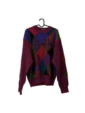 VTG Colours Alexander Julian Hand Framed Linen Blend Geometric Sweater Mens M